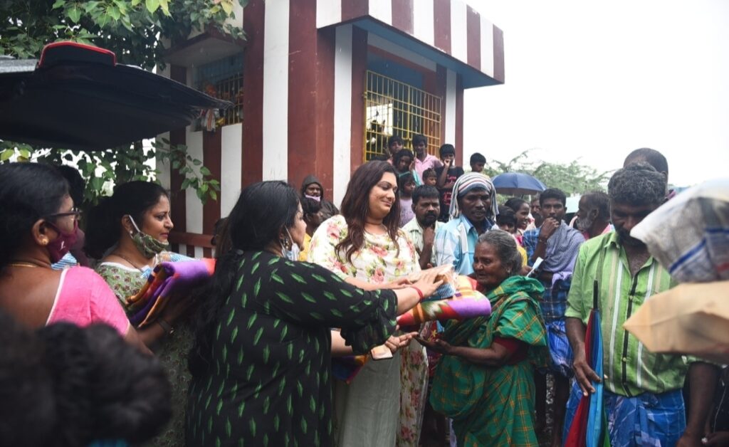 Social Activist Apsara Reddy visited the tribal resettlement colony at Tambaram