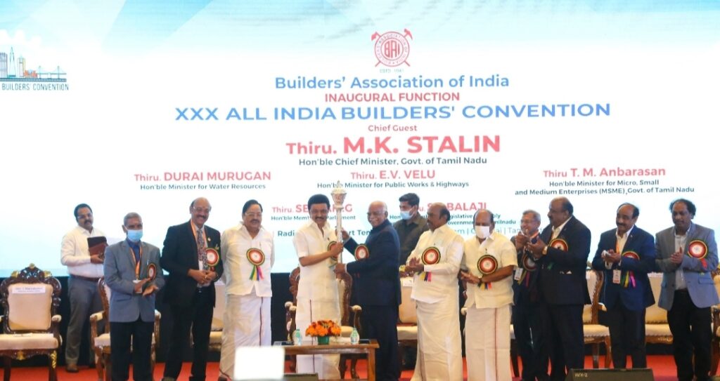 Honourable Chief Minister of Tamil Nadu Thiru M.K. Stalin unveiled XXX All India Builders’ Convention 