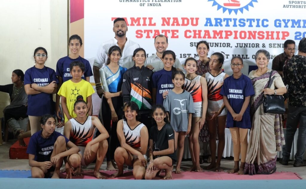 Tamil Nadu Artistic Gymnastics State Championships – Sub-Junior, Junior & Seniors – 2021-2022April 30th – May 1st, 2022 at the SDAT Hall of Gymnastics, Velachery, Chennai