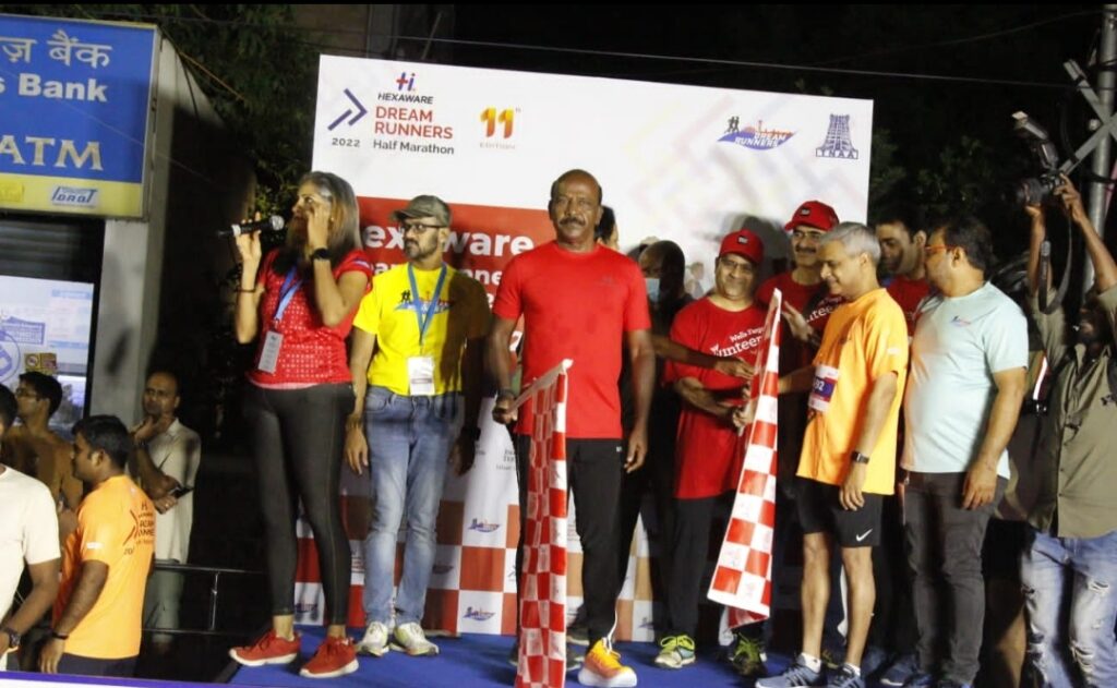 Honorable Minister of Health and Family Welfare of Tamil Nadu Thiru Ma Subramanian flagged off and participated in running 21.1 Km in this marathon