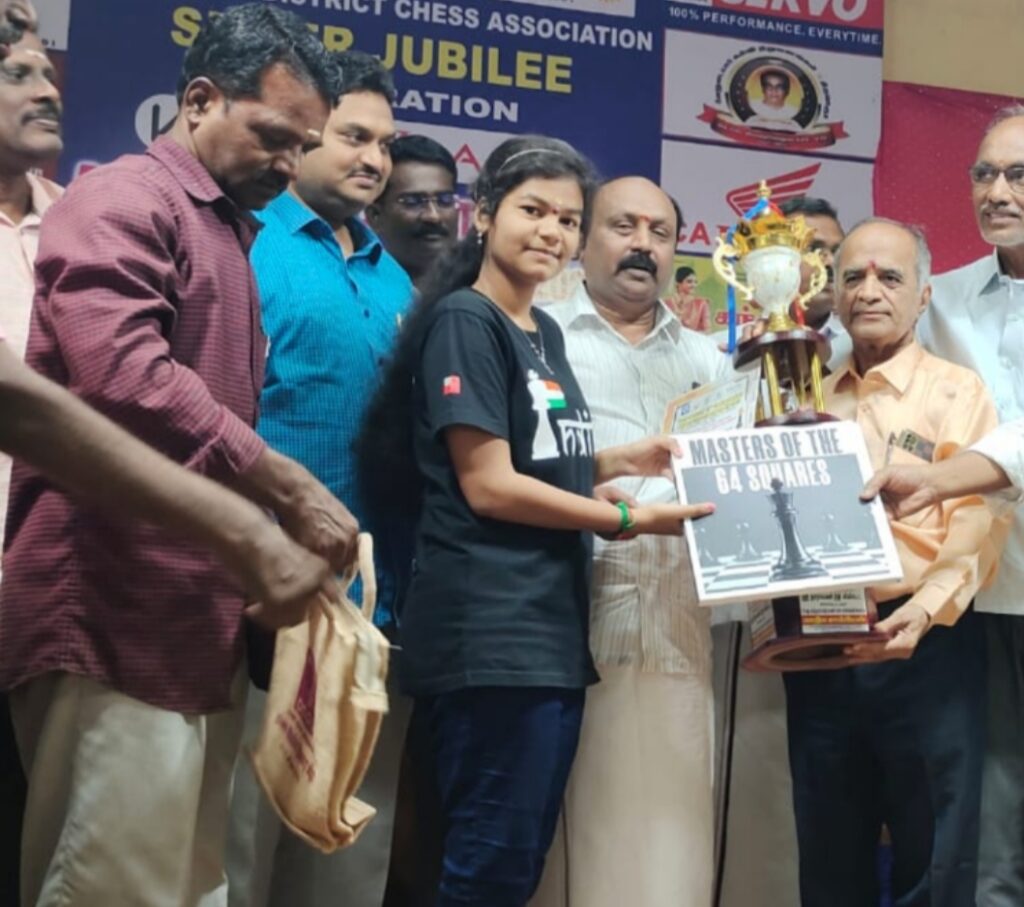 VELAMMAL EXCELS IN CHESSMiss. G. Tejeswini, Std 11 of Velammal Main School, Mogappair Campus