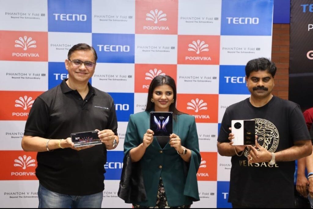 Kollywood Star Aishwarya Rajesh unveils India’s first full-size fold smartphone TECNO PHANTOM V Fold 5G in Chennai