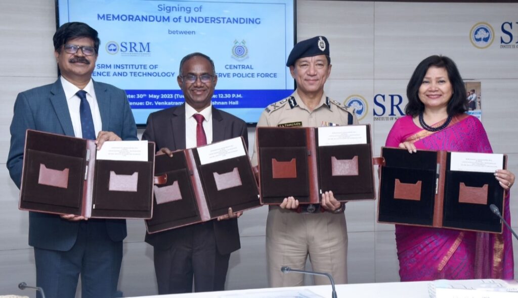 SRM IST signs MoUs with CRPF to offer 3 free seats for children of CRPF martyrs KATTANKULATHUR, 