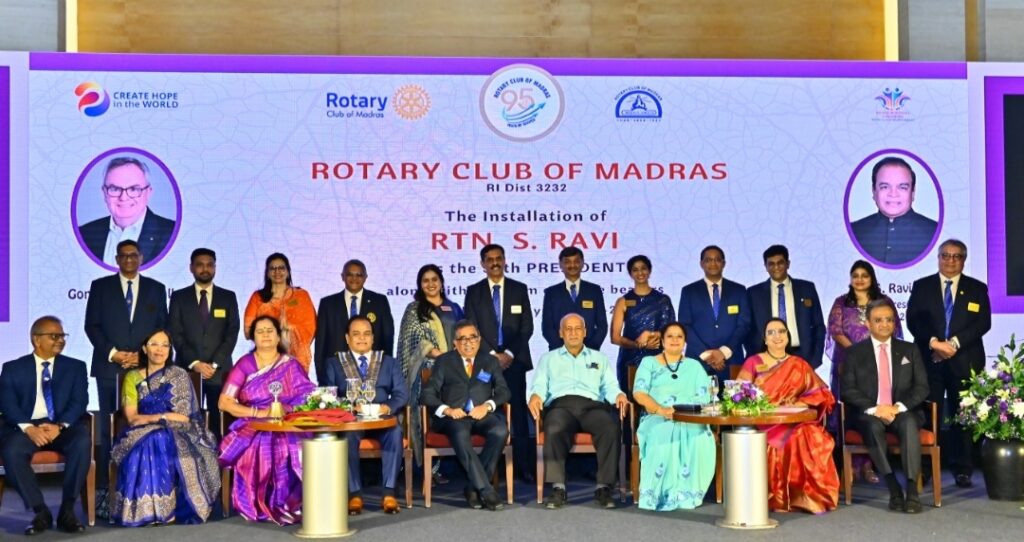 Rtn. Ravi Sundaresan takes over as 95th President of Rotary Club of Madras