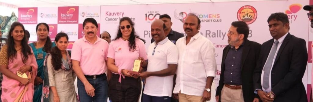 Kauvery Hospital in association with women motosport club organized Bikeathon Rally to create awareness on Breast Cancer 200 women bikers hit the road to spread awareness on breast cancer 