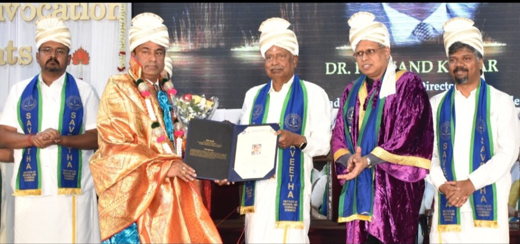 Indian Immunologicals Ltd’s Dr. K. Anand Kumar Awarded Prestigious Honorary Doctorate of Science Degree by Saveetha Institute of Medical and Technical Sciences