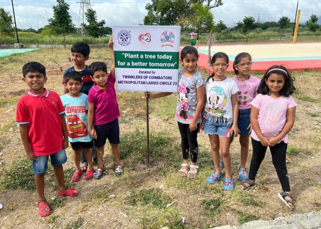 Children from Coimbatore Metropolitan Ladies Circle 23 Conduct Tree Plantation Drive