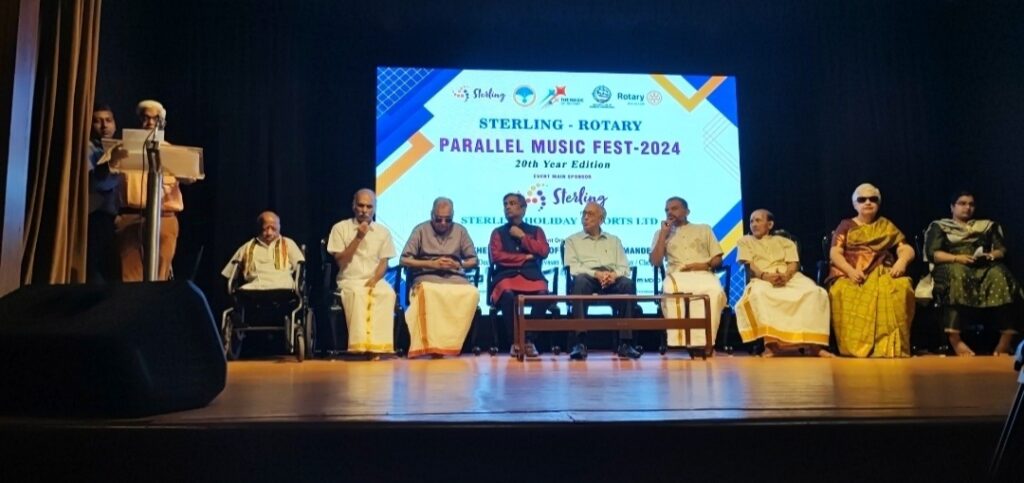 The 20th Year Edition of Sterling- Rotary Parallel Music Festival(PMF) was held on Monday , the 2nd  December 2024  at the Kasturi Srivasan Hall of The Music Academy, Chennai .