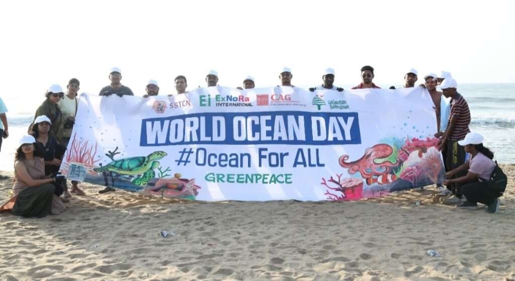 Chennai, 8th June, 2025. Greenpeace India marked World Oceans Day 2025 with a powerful celebration at Besant Nagar Beach in
