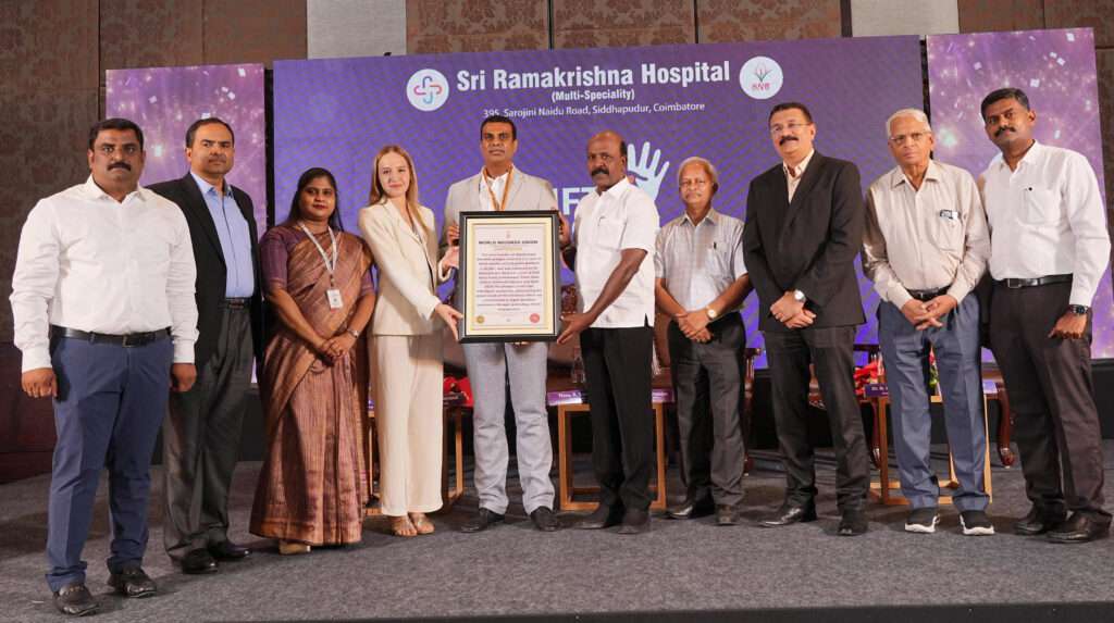 Sri Ramakrishna Hospital creates a new global benchmark in organ donationSets a new world record with 45,861 organ donation pledges in three monthsReceives World record in the presence of Hon’ble Tamilnadu Health Minister Ma. Subramanian